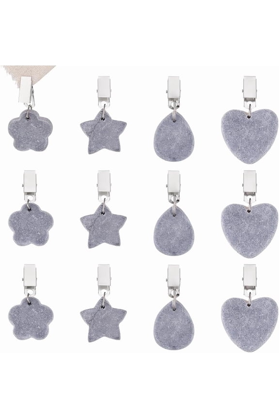 12pcs 4 styles Marble Tablecloth Weights Table Cloth Pendants with Iron Clips Mixed Shapes 70~83mm 3pcs/style diy