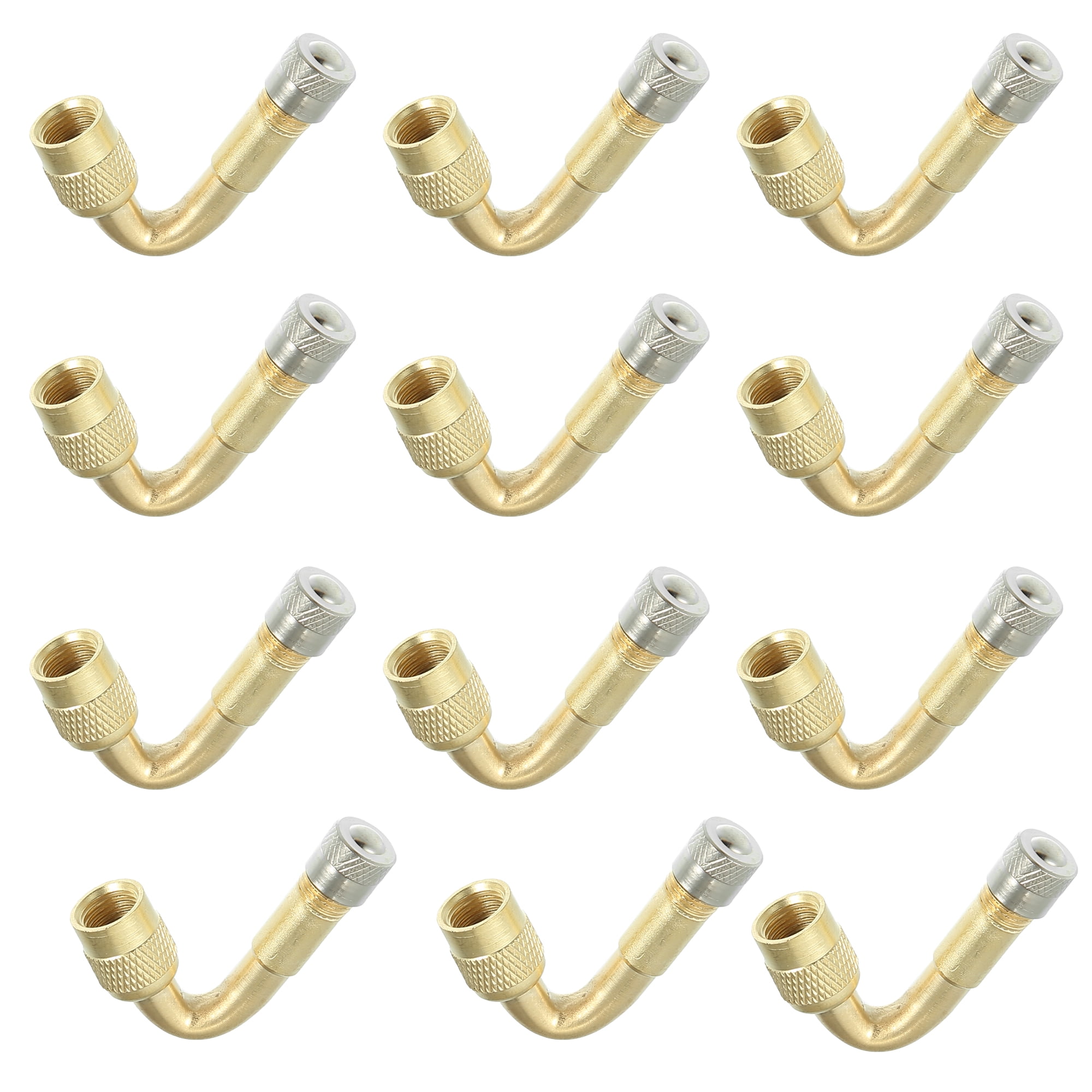 12pcs 45 Degree Universal Wheel Valves Copper Car Truck Motorcycle Tubeless Tyre Valve Stem Cap Gold Tone