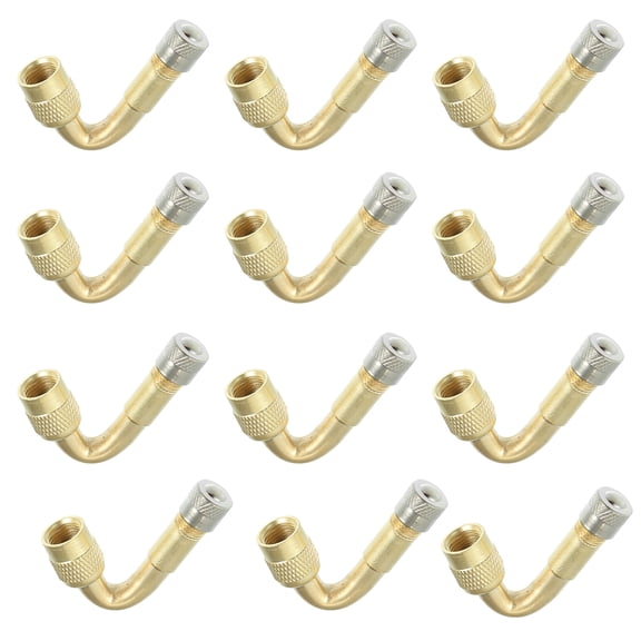 12pcs 45 Degree Universal Wheel Valves Copper Car Truck Motorcycle Tubeless Tyre Valve Stem Cap Gold Tone