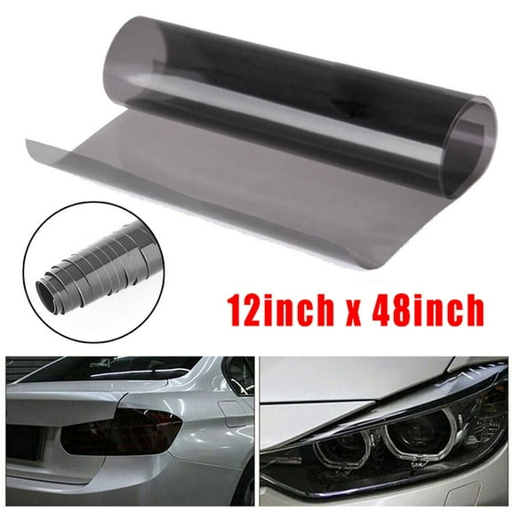 12pcs 48 Gloss Lights Smoke Vinyl Film Tint Headlight Taillight Wrap Cover Black
