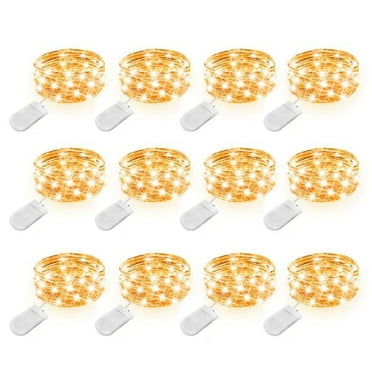 12pcs 6.6ft Fairy String Lights, EEEkit 20 LED Flexible Starry String Lights, Battery Powered Copper Wire Lights, LED Twinkle Firefly Lights for Indoor Outdoor DIY Wedding Party Decor, Warm White