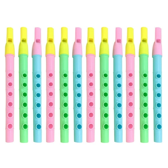 Howooi 12pcs 6-Hole Descant Recorder Flute Beginner Children Music Playing Wind Instruments (Random Color)