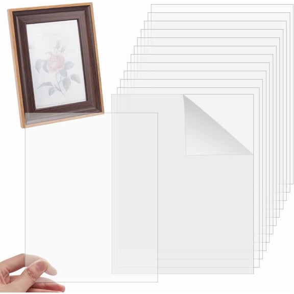 12pcs 8 x 10 Inches Transparent Acrylic Sheet Clear Acrylic Panel 0.8mm Thick for Picture Frames Glass Replacement DIY Art Crafts Display Project