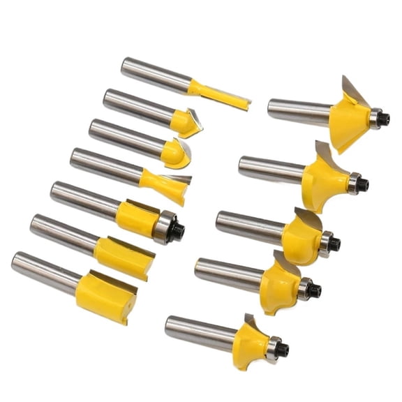 12pcs 8mm Bit Set Trimming Straight Milling Cutter Wood Bits Tungsten Carbide Cutting Woodworking Trimming ,Great Multi-Purpose Application