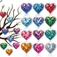 thumbnail image 1 of 12pcs A Set Heart-shaped Pendant Valentine's Day Hanging Decor Diamond Textured Ornaments for Wedding Party Anniversary Window Porch Multicolored, 1 of 5