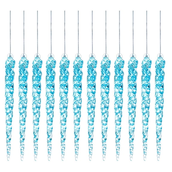 12pcs Acrylic Icicle Ornaments, 5 Inch Crystal Ice Cone Hanging Decorations for Christmas Tree, Winter Holiday Party Decor