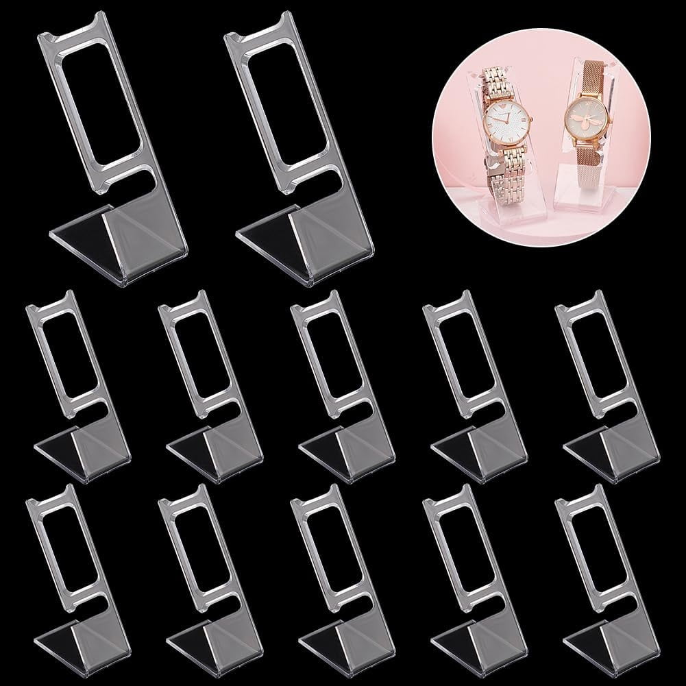 12pcs Acrylic Watch Display Stands Transparent Desktop Rack Clear ...