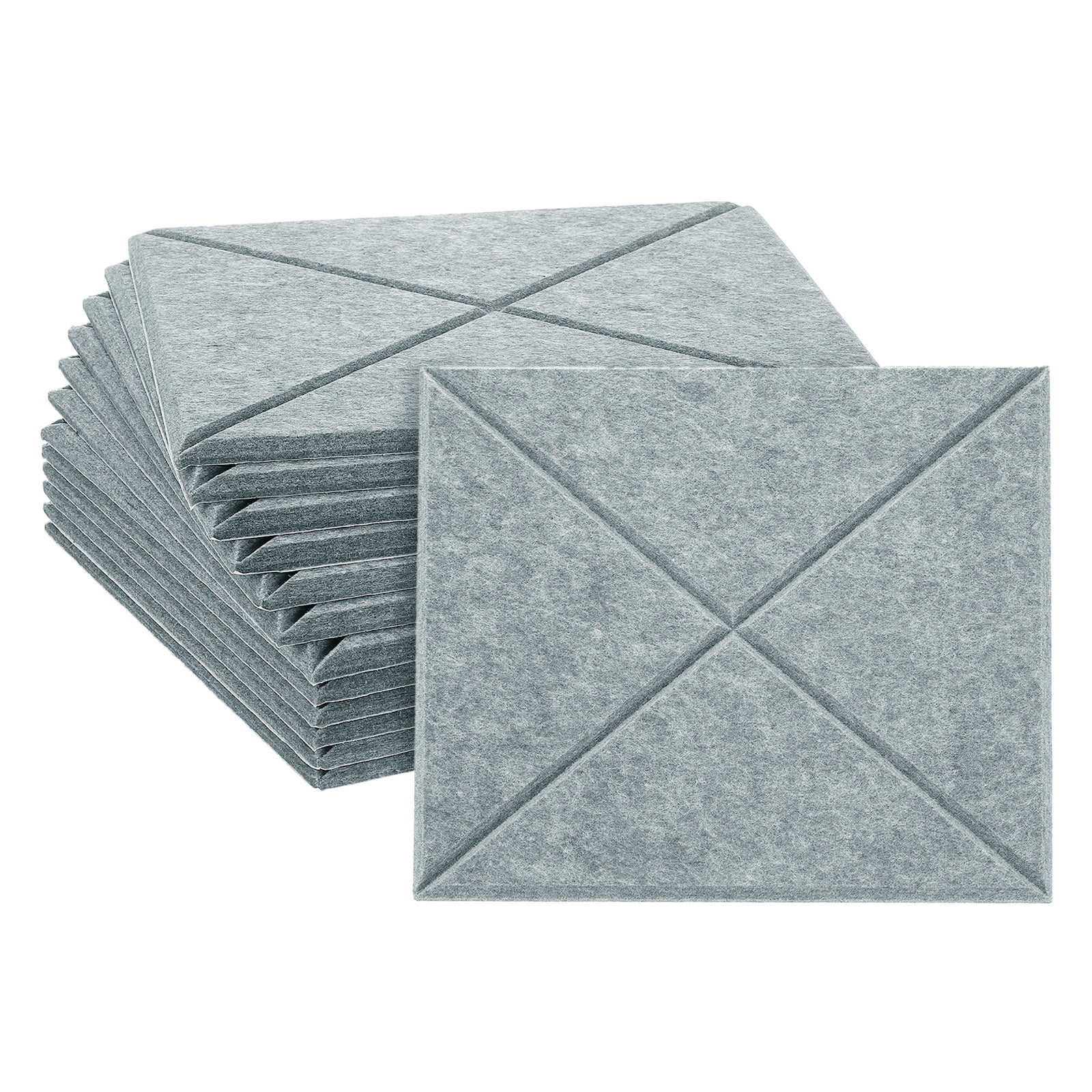 12pcs Adhesive Acoustic Panels Square High-Density Sound Proof Felt Self Stick Non-Slip Anti Vibration Pads Anti-Skid Noise 12 Inch Long x 0.39 Inch Thick, Cement Gray