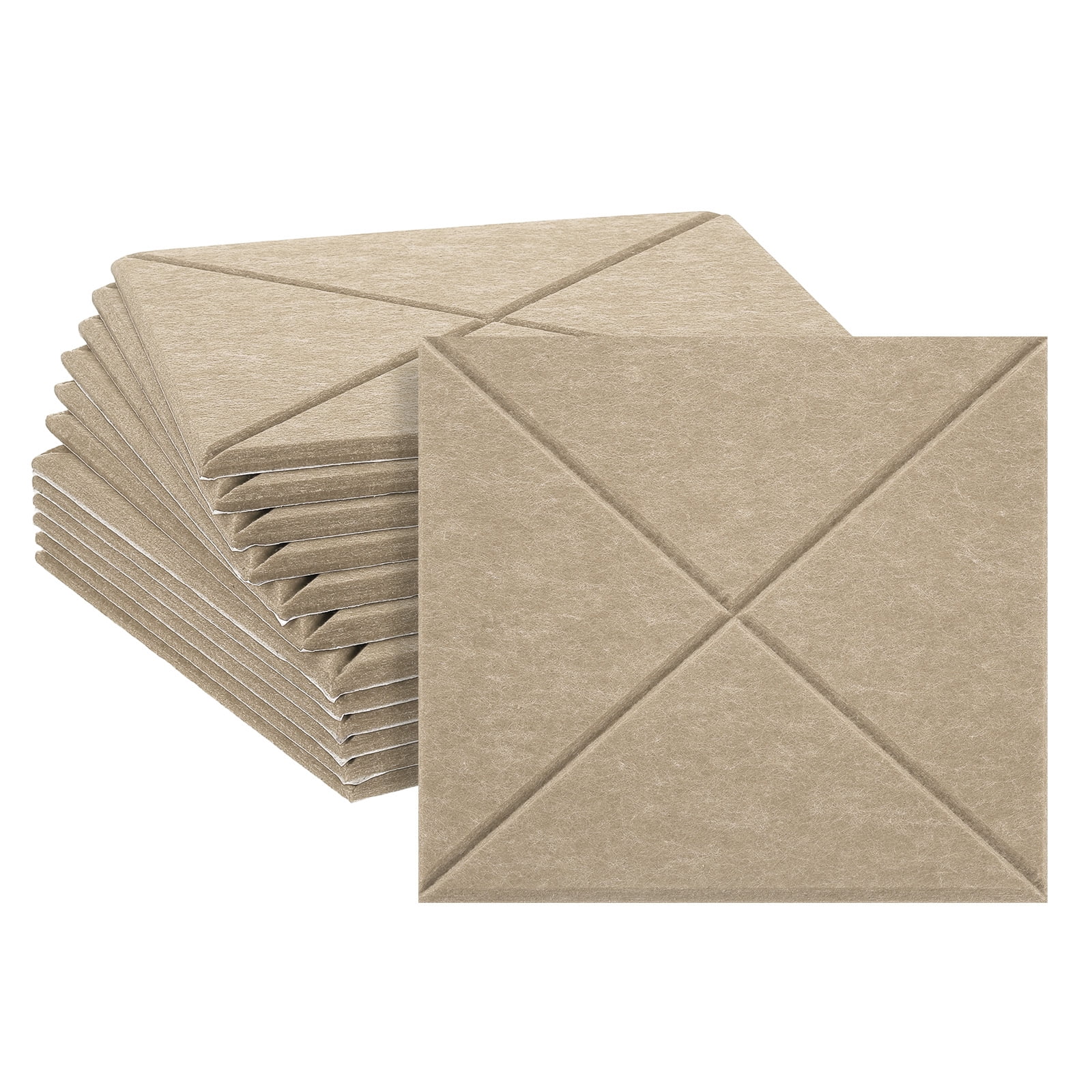12pcs Adhesive Acoustic Panels Square High-Density Sound Proof Felt Self Stick Non-Slip Anti Vibration Pads Anti-Skid Noise 12 Inch Long x 0.39 Inch Thick, Dark Camel
