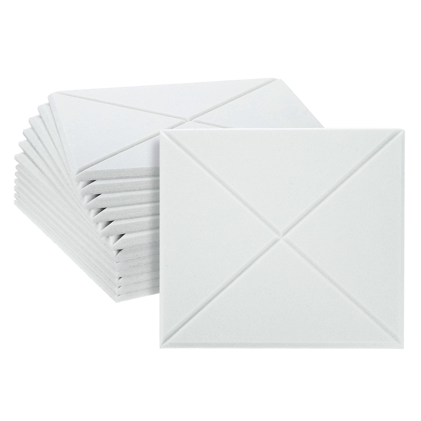 12pcs Adhesive Acoustic Panels Square High-Density Sound Proof Felt Self Stick Non-Slip Anti Vibration Pads Anti-Skid Noise 12 Inch Long x 0.39 Inch Thick, White