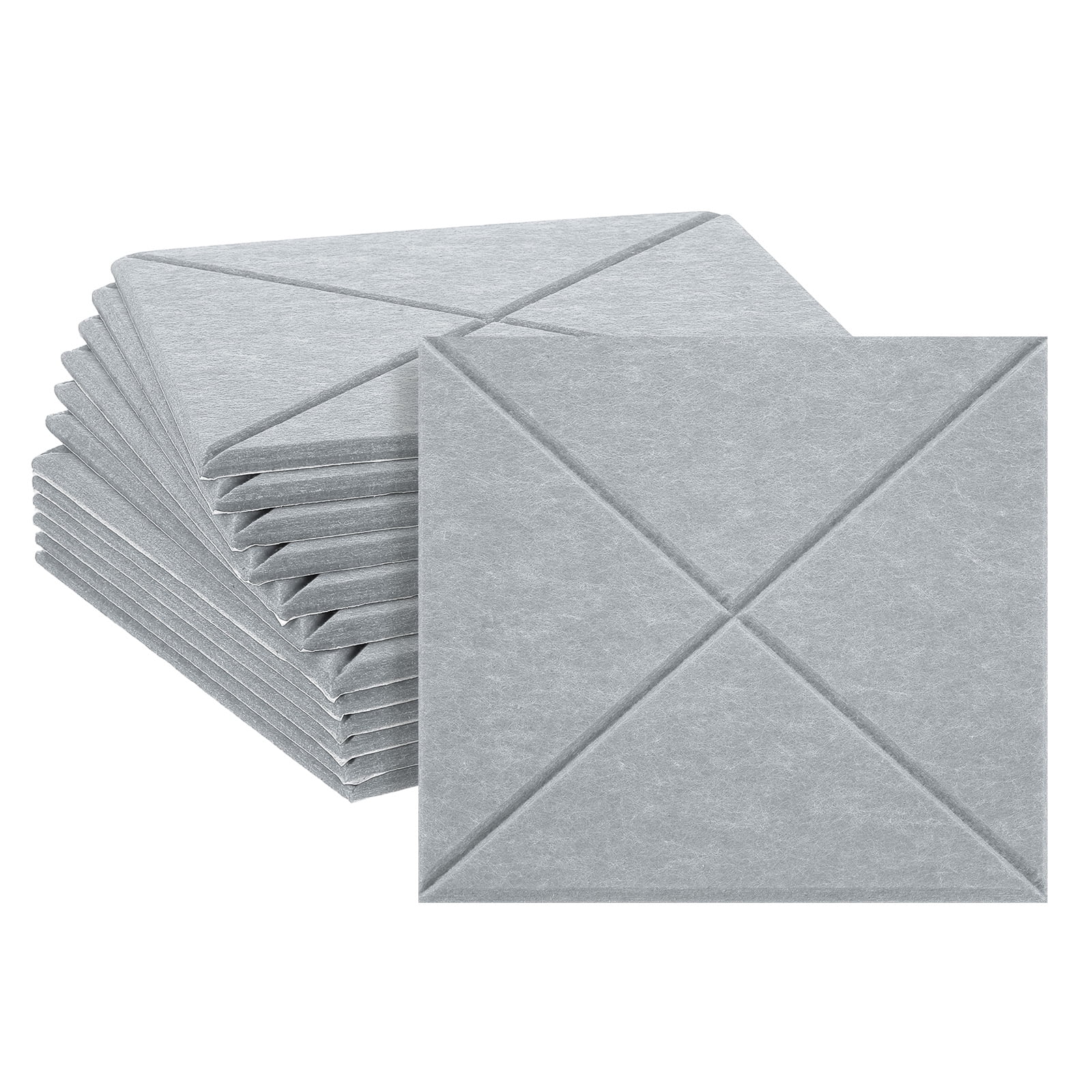 12pcs Adhesive Acoustic Panels Square High-Density Sound Proof Felt Self Stick Non-Slip Anti Vibration Pads Anti-Skid Noise 12 Inch Long x 0.39 Inch Thick, Moon Gray