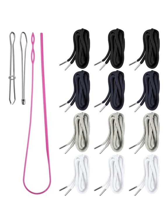 12pcs Adjustable Drawstring Cord Replacement Kits With Easy to Use Threader Tool For Athletic Wear Hoodie Repair Work
