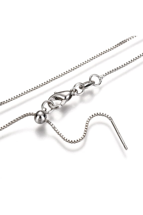 12pcs Adjustable Electroplate Brass Venetian Chain Necklaces Long-Lasting Plated with Lobster Claw Clasps and Round Beads Platinum 18.3 inch(46.5cm)