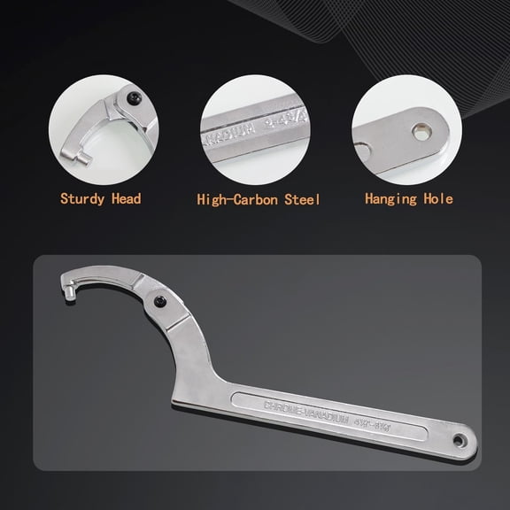 12pcs Adjustable Spanner Wrench Sets with Replaceable Head, C-Shape Pin Hook Wrench Tools for Pipes Heating Cars, Castle Buffer tube Nut Coilover Wrench for Suspension System, 3/4" to 6-1/10"