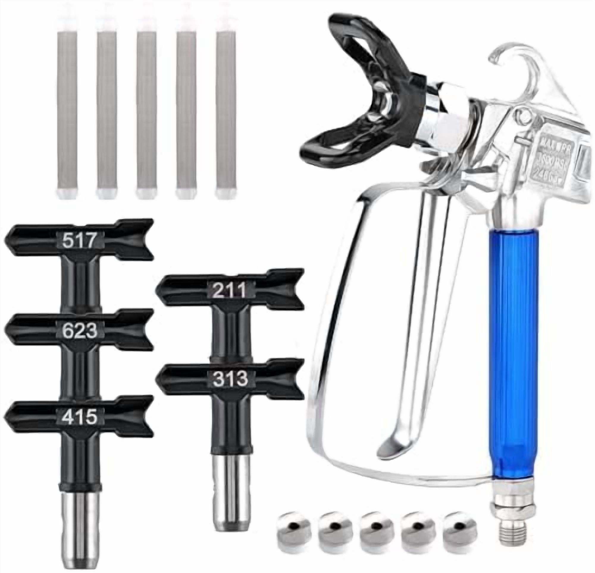 12-Piece Airless Paint Sprayer Gun Kit – Includes 5 Spray Tips, 5 Filters, And Nozzle Guard For Spraying Machines