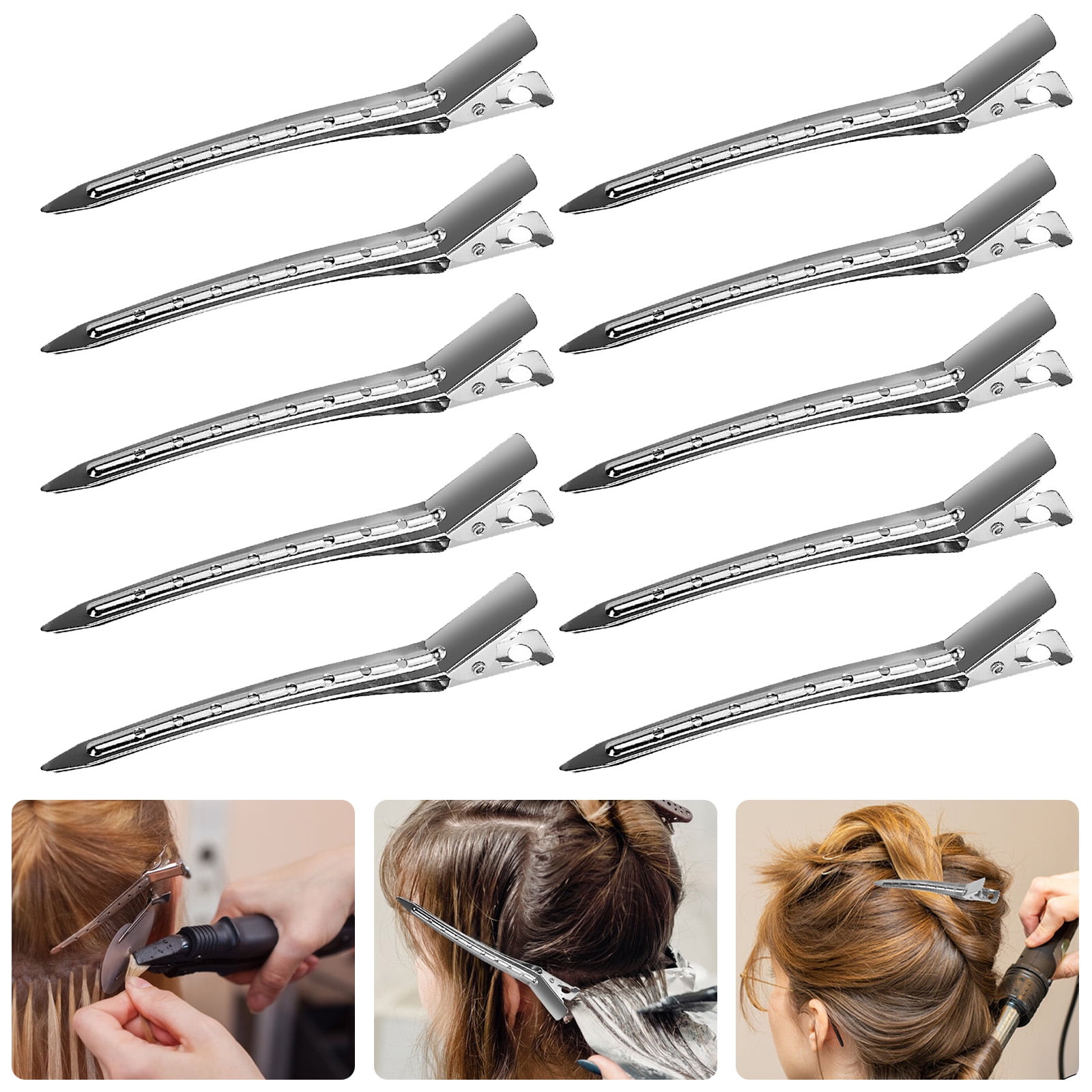 12pcs Alligator Hair Clips, EEEkit Silver Metal Hair Sectioning Clips for  Women Girls, Duck Bill Clips for Styling, 3.5