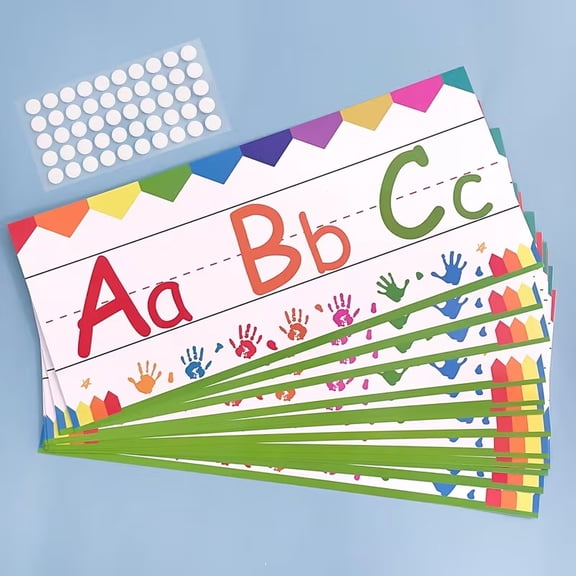 12pcs Alphabet and Number Line Strip Set for Classroom Decor - Phonics and Counting Border Trim for PreK-K Bulletin Board, Early Learning Wall Decoration for Toddlers and Young Children