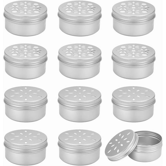 12pcs Aluminium Tins 2.7 Ounce Empty Round Metal Storage Container with Hollow Lids 80ml Screw Lid Round Jars Sample for Aromatherapy Air Freshener Candles Travel Storage 2 Styles diy