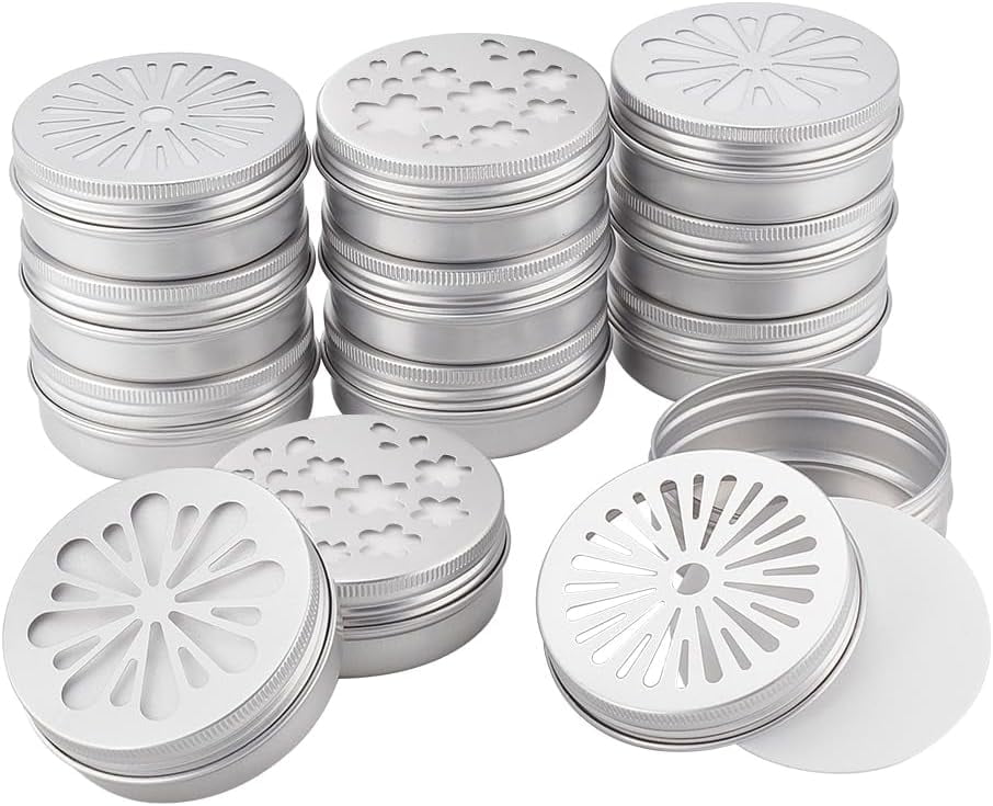 12pcs Aluminium Tins 3 Style Round Metal Container 2 Ounce Empty Metal ...