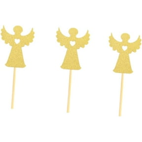 12pcs Angel Cake Toppers Glittery Paper Picks for Birthday and Wedding Decorations Reusable Cupcake Picks for Parties and Celebrations Creative DIY Accessories Included