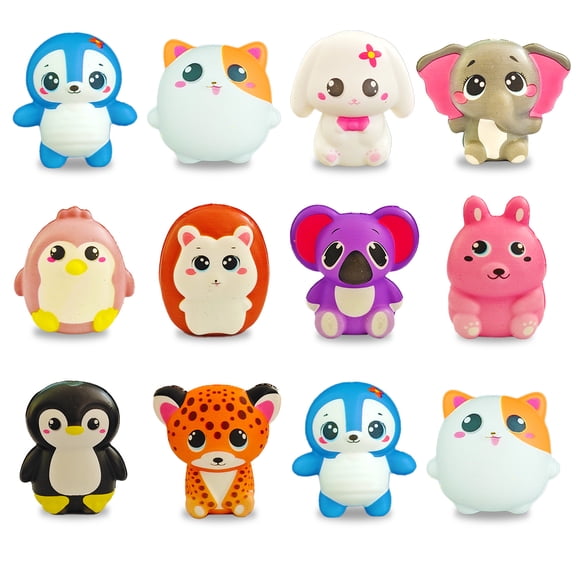 12pcs Animals Squishy Toys, Slow Rising Toys,Squeeze Toys, Party Favors for Holiday,Christmas Party Gifts, Birthday Gifts,Classroom Rewards, Classroom Rewards, Goodie Bag Suffer - Assorted Varieties