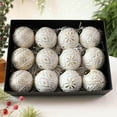 thumbnail image 1 of 12pcs Antique Christmas Ball Set - Hanging Ornaments for Christmas Tree, Boxed Pendant Decorations with Classic Vintage Design, Perfect for Home Party Xmas Tree Decor, 3.1in/8cm, White, 1 of 6