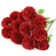 thumbnail image 1 of 12pcs Artificial Chrysanthemum Ball Flowers Fake Red Flowers Silk Hydrangea Bridal Wedding Bouquet for Home Garden Party Office Kitchen House Decoration, 1 of 7