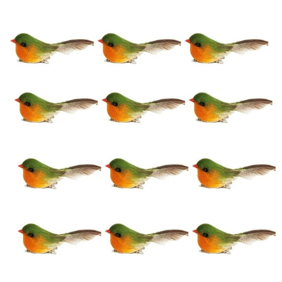 12pcs Artificial Clip-On Birds Feathered Christmas Bird Ornaments with Clips for Tree Decoration Garden Wedding Party