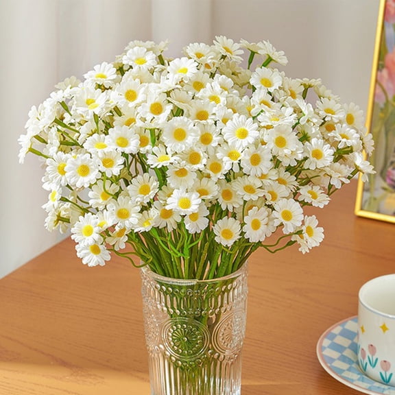 12pcs Artificial Daisy Flowers, Realistic Small Fake Daisy Faux Wildflower Bouquet, Arrangements for Wedding, Vase Centerpiece Table Decorations, DIY Home Party Decor(Not Include Vase)