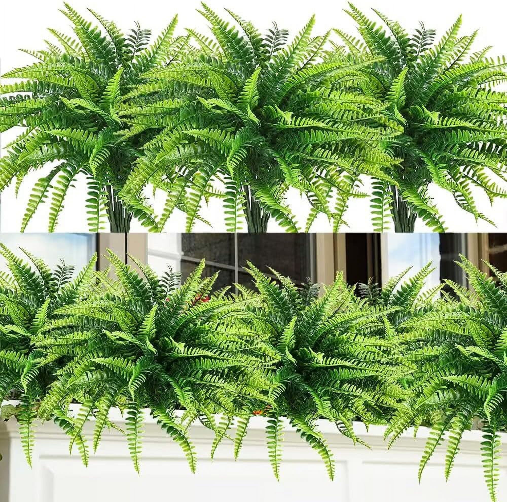 12-Pack UV Resistant Green Faux Boston Fern Shrubs