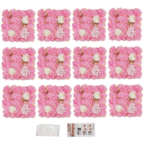 12pcs Artificial Flower Wall Panel SilkCloth Flower Wall Backdrop for Wedding