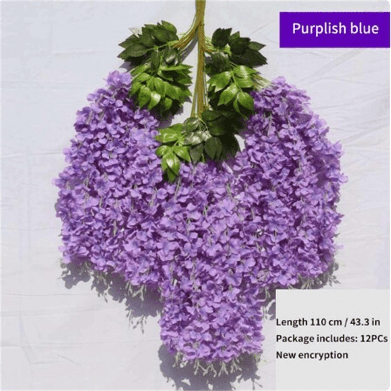 12pcs Artificial Hanging Flowers Wisteria Garland Lush Long Silk Flower