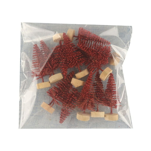 12pcs Artificial Miniature Christmas Tree Decorative Crafts Tabletop Scene Decor Supplies for Wedding Birthday Party