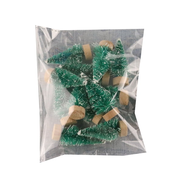 12pcs Artificial Miniature Christmas Tree Tabletop Ornament Desktop Scene Decor for Festival Holiday New Year Party