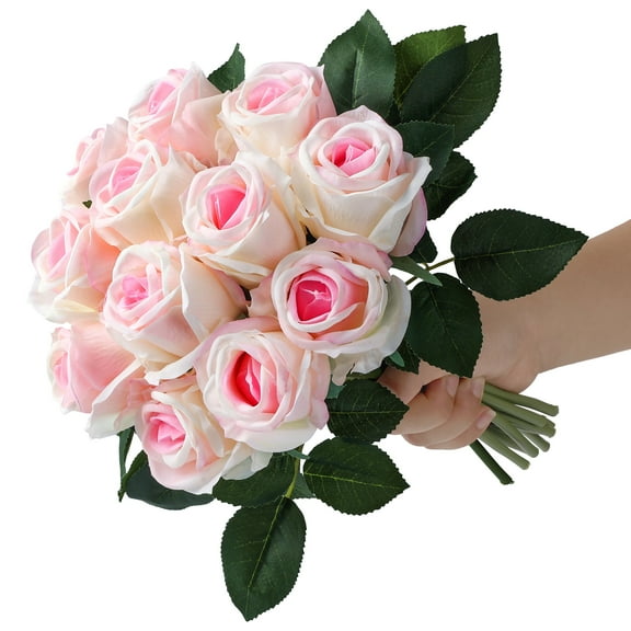 12pcs Artificial Roses with Realistic Touch Petals, 12" Single Stem Flowers for Home Party Wedding Decoration
