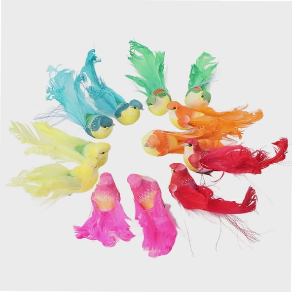 12pcs Artificial Simulation Foam Birds Feather Simulation Mini Love Birds with Clip for Craft Home Ornaments Garden Wedding Decoration