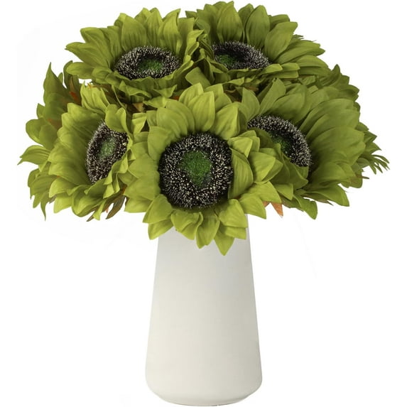 12pcs Artificial Sunflowers with Long Stems 5.5" Silk Sunflowers Bulk for Wedding Home Garden Outdoor Party Decoration(White)