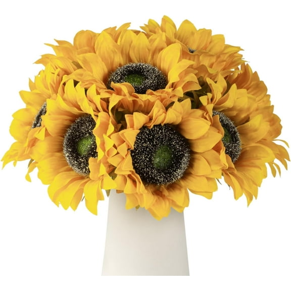 12pcs Artificial Sunflowers with Long Stems 5.5" Silk Sunflowers Bulk for Wedding Home Garden Outdoor Party Decoration(Yellow)
