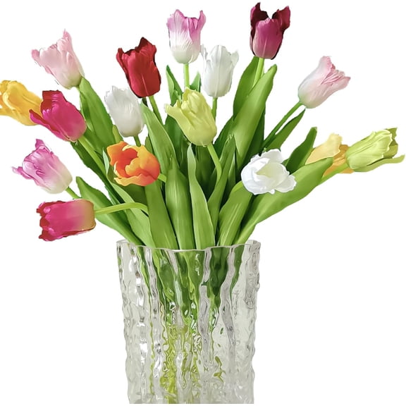 12pcs Artificial Tulips Silk Faux Flowers Real Touch for Wedding Bouquet, Home Decor, Party Centerpiece, Table Decor, Mother's Day Easter Spring Gifts