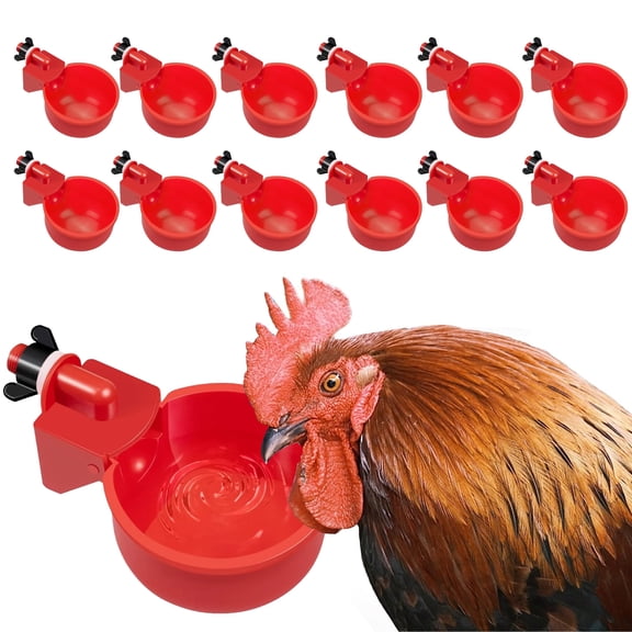 12pcs Automatic Chicken Waterer Cups, EEEkit Poultry Ducks Water Cups Kit