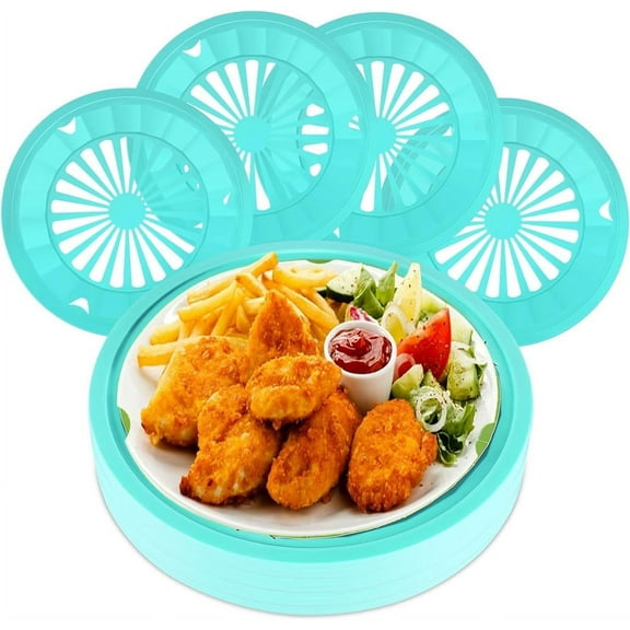 12pcs BBQ Paper Plate Holder Reusable Plastic Paper Plate Holder Round Plate Trays Plastic Dinnerware for Party BBQ and Camping Paper Plate Picnic Disposable Plates Holder (Lake Blue)
