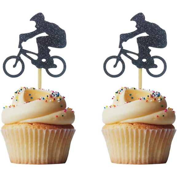 12pcs BMX Bike Rider Cupcake Toppers for Bicycle Stag Theme Party Birthday Party Wedding Party Decorations