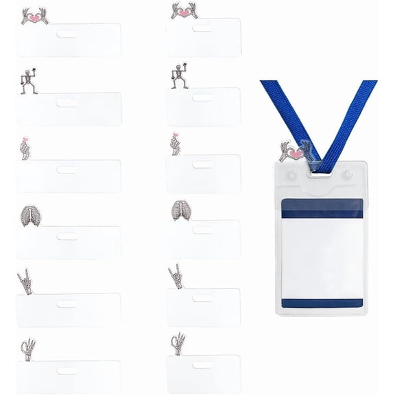 12pcs Badge Buddy Pin Holder 6 Styles ID Badge Reel Card Topper Charm 7 Sizes DIY