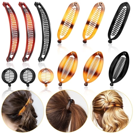 12pcs Banana Hair Clips, EEEkit Large Double Comb Clips, Fishtail Hair Clips, Vintage Clincher and Ponytail Holder Combs price history and forecast - EEEkit
