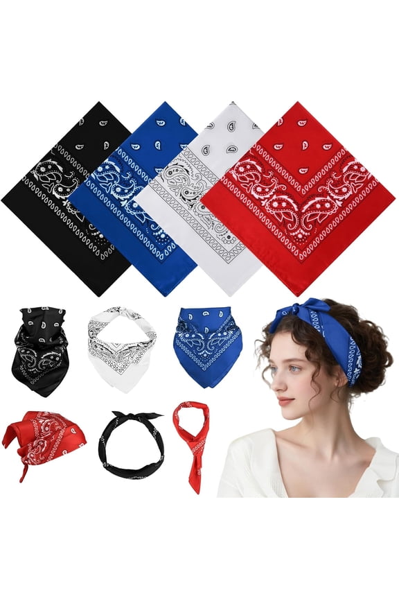 12pcs Bandanas for Men Women, 22 inch Cotton Paisley Kerchief