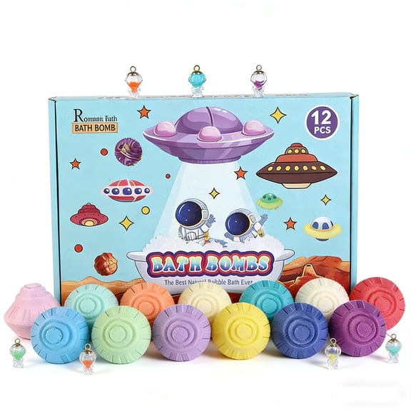 12pcs Bath Bombs with Toys, Bath Bomb with Surprise Inside, Handmade Organic Bubble Bath Ball Gift Set for Birthday, Holidays, Bath Time Fun & Positive Routines
