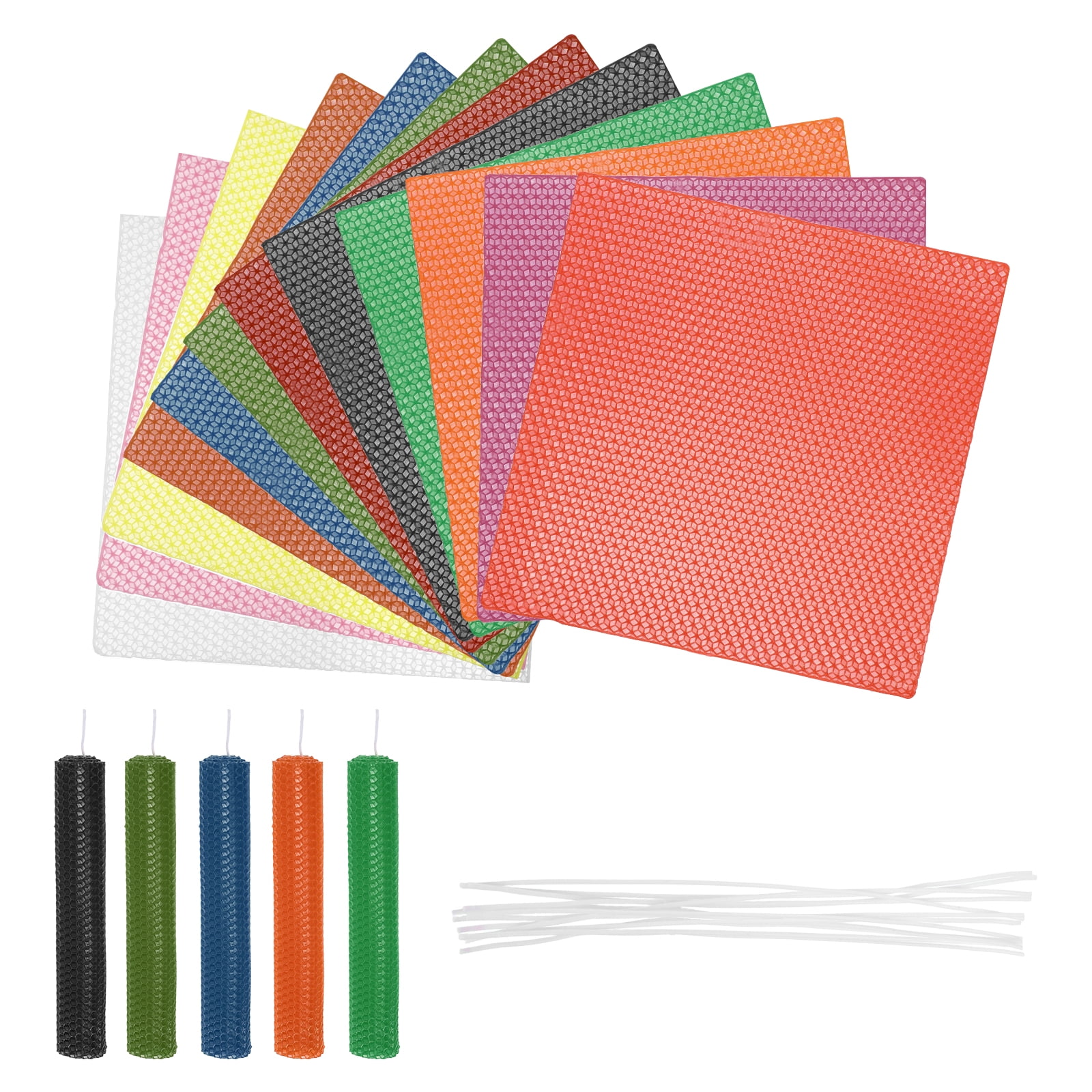 12pcs Beeswax Candle Making Kit, 8"x8" Multicolor Beeswax Sheet with 12pcs Wick