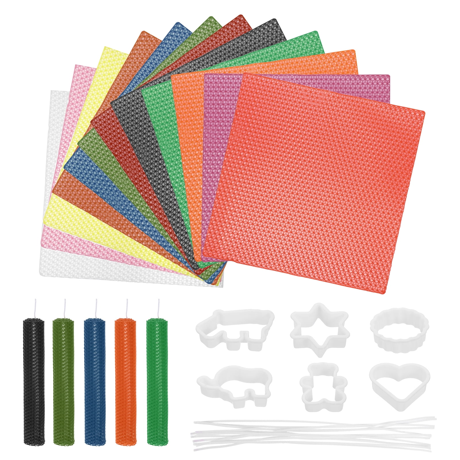 12pcs Beeswax Candle Making Kits,8"x8" Multicolor Beeswax Sheet with 12pcs Wick