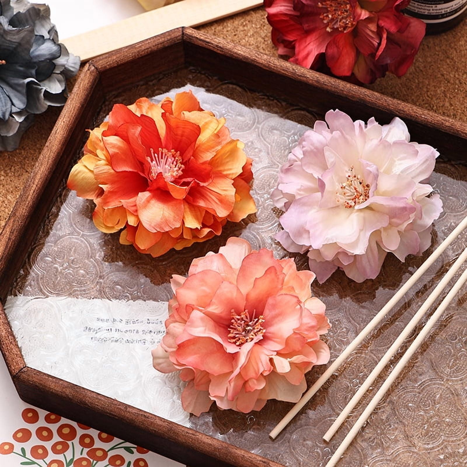 12pcs Big Artificial peony Flower Heads 8cm, Fall Silk Faux for DIY Crafts, Wedding Garland, Graduation Cap, Cake Topper & Home Decoration