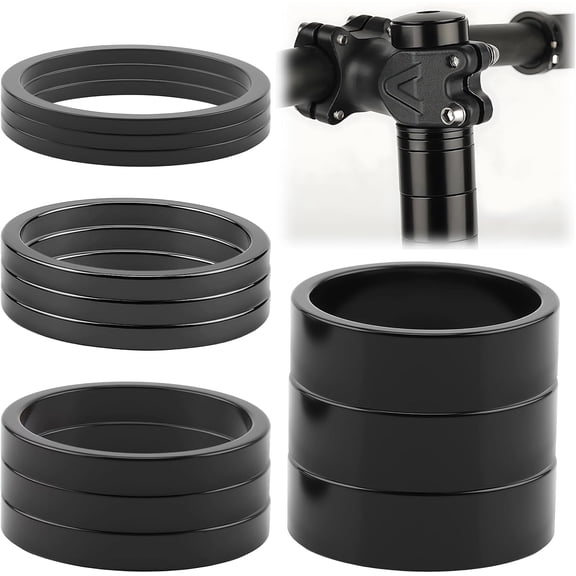 12pcs Bike Headset Spacer Set 1-1/8 Inch , 28.6mm Aluminium Alloy Bicycle Stem Spacers In 2mm, 3mm, 5mm, 10mm, Lightweight Mtb Road Bike Head Tube Spacers for Height Adjustment And Handlebar Setup